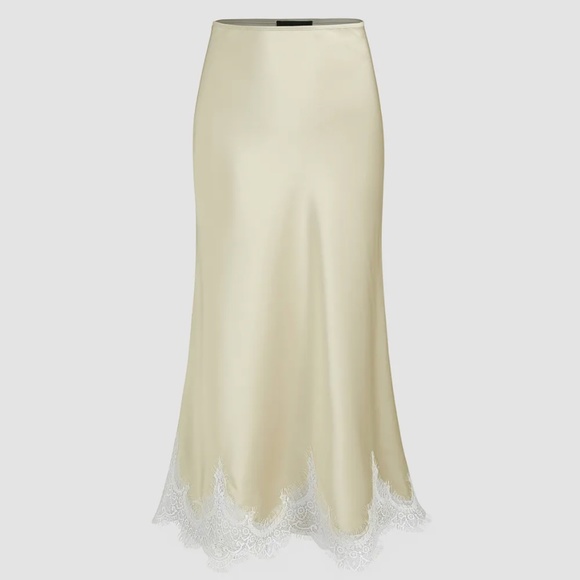 Satin Lace Trim Ruffle Maxi Skirt XL - Picture 1 of 2